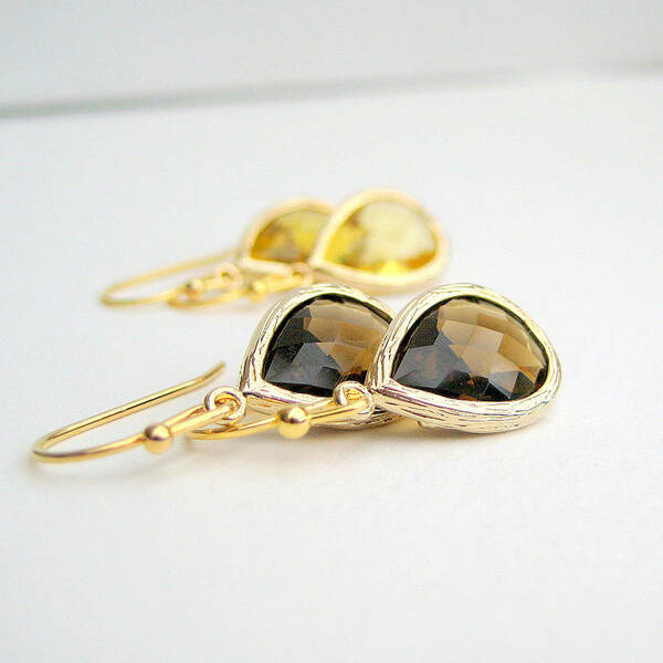 Faceted Glass Teardrop Earrings-evy designs
