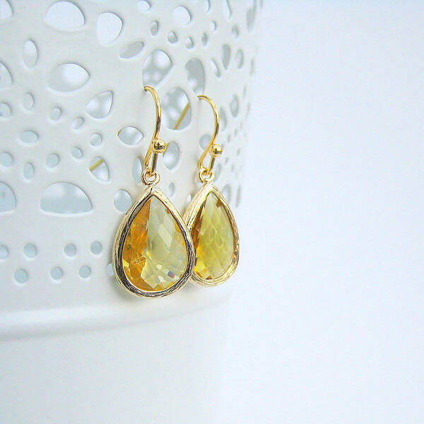 Faceted Glass Teardrop Earrings-evy designs