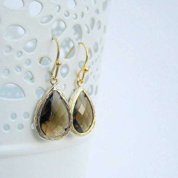 Faceted Glass Teardrop Earrings-evy designs