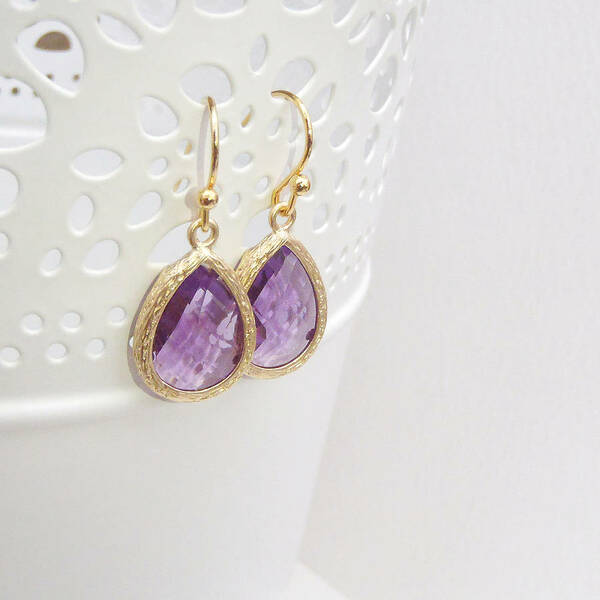 Faceted Glass Teardrop Earrings-evy designs