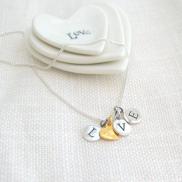 Personalised Sterling Silver Love Charm Necklace-evy designs