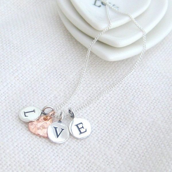 Personalised Sterling Silver Love Charm Necklace-evy designs