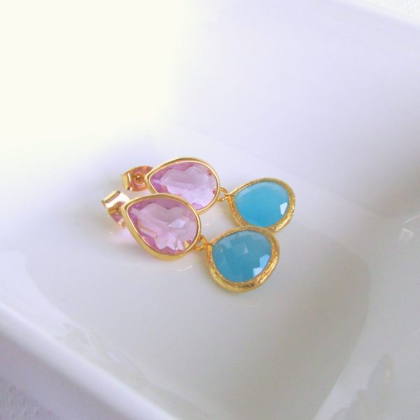 Double Glass Teardrop Earrings-evy designs