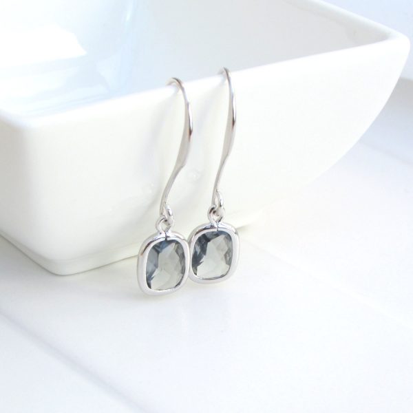 Rectangle Faceted Glass Drop Earrings-evy designs