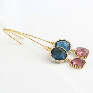 Long Double Drop Glass Earrings - www.evy-designs.com