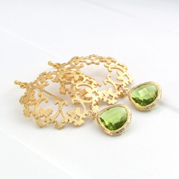 Ornate Gold Filigree Glass Drop Earrings - www.evy-designs.com