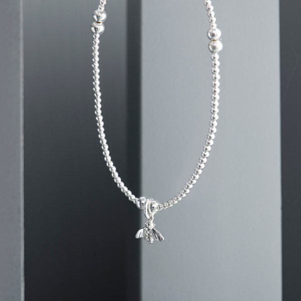 Childrens Sterling Silver Tiny Bumble Bee Beaded Bracelet-evy designs