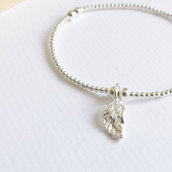 Sterling Silver Angel Wing Beaded Bracelet-evy designs