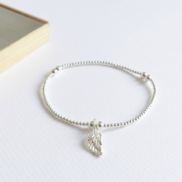 Sterling Silver Angel Wing Beaded Bracelet-evy designs