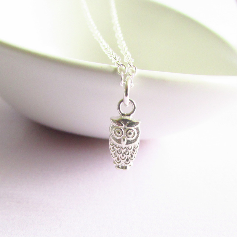 Sterling Silver Tiny Owl Necklace-evy designs
