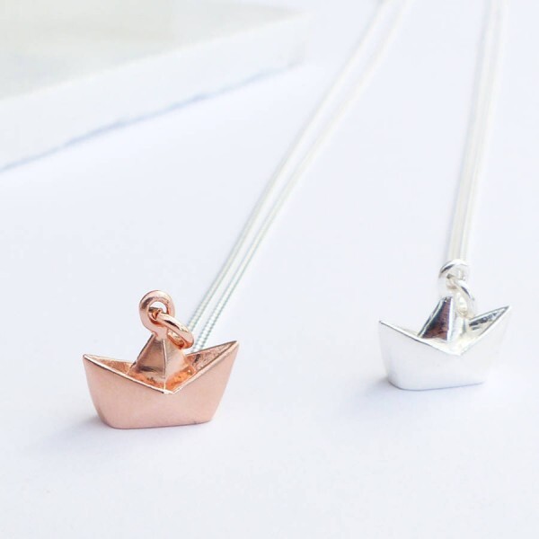 Sterling silver origami boat necklace-evy designs3
