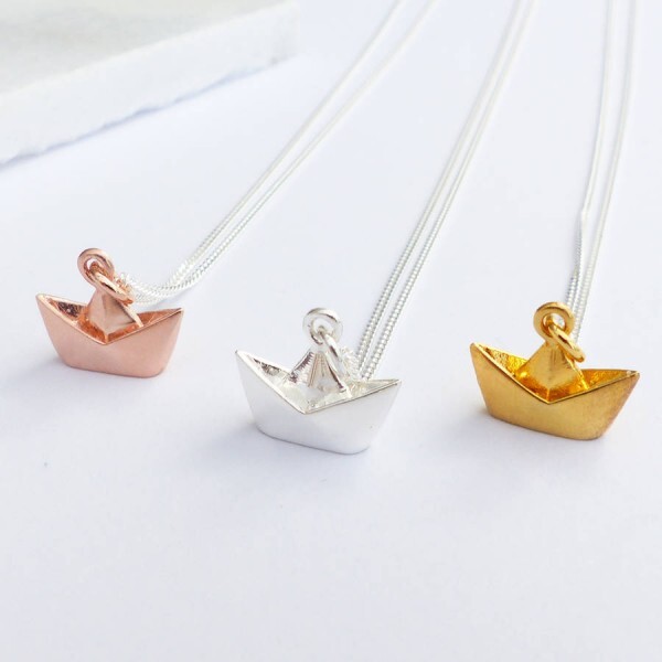 Sterling silver origami boat necklace-evy designs6