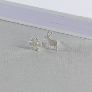 Sterling Silver Reindeer Snowflake Stud Earrings - www.evy-designs.com
