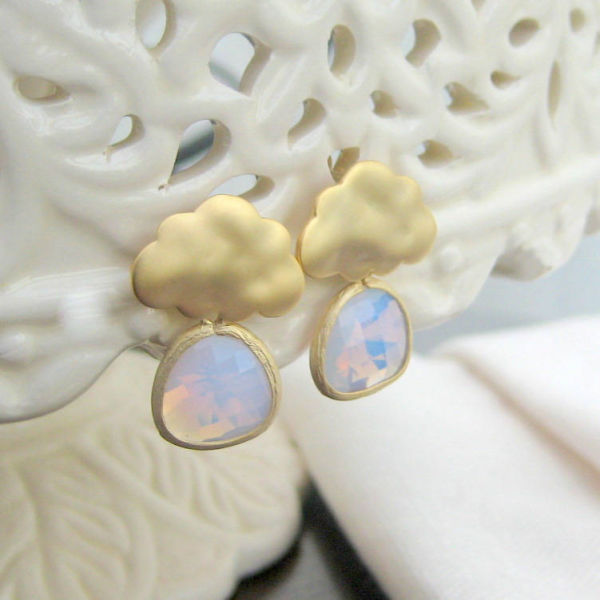 Raincloud Glass Drop Earrings-evy designs1
