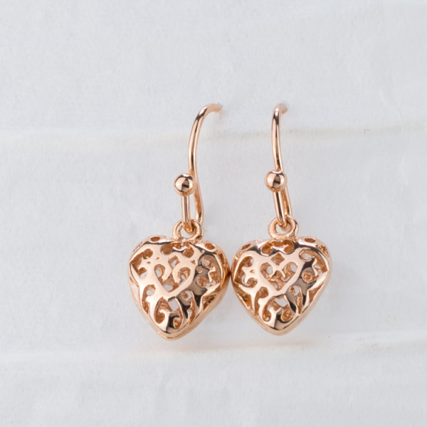 Rose Gold Filigree Heart Earrings - www.evy-designs.com