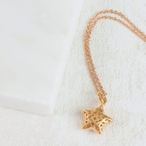 Rose Gold Matte Filigree Star Necklace