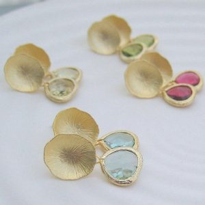 Lily Pad Faceted Glass Drop Earrings