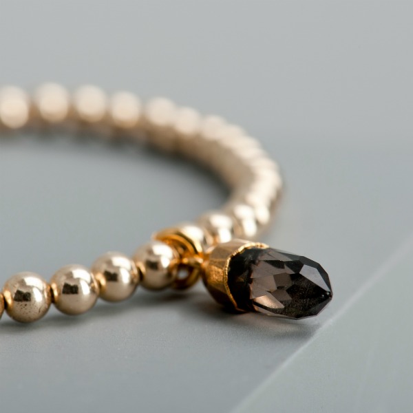 Gold Beaded Semi-Precious Charm Bracelet-evy designs