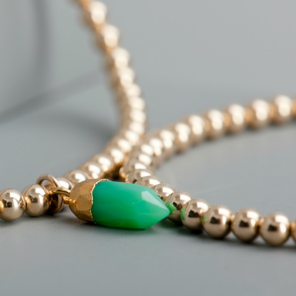 Gold Beaded Semi-Precious Charm Bracelet-evy designs