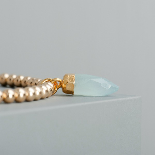 Gold Beaded Semi-Precious Charm Bracelet-evy designs