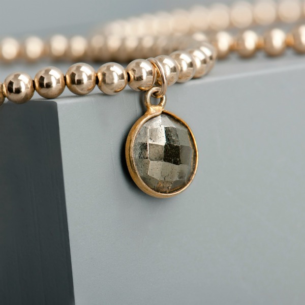 Gold Beaded Semi-Precious Charm Bracelet-evy designs