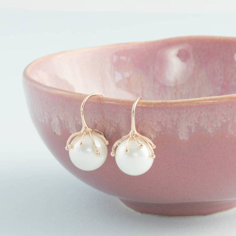 Rose Gold Plated Pearl Tentacle Earrings-evy designs
