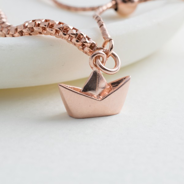 Sterling Silver Origami Boat Slider Bracelet-evy designs