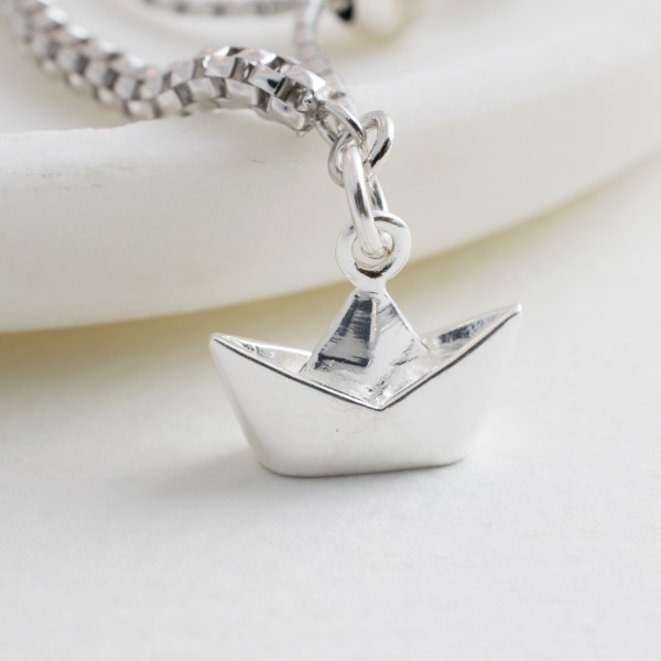 Sterling Silver Origami Boat Slider Bracelet-evy designs