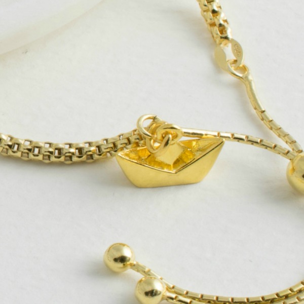 Sterling Silver Origami Boat Slider Bracelet-evy designs