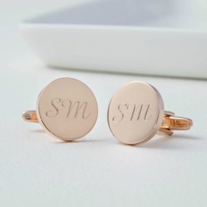 Personalised Rose Gold Round Cufflinks by EVY DESIGNS