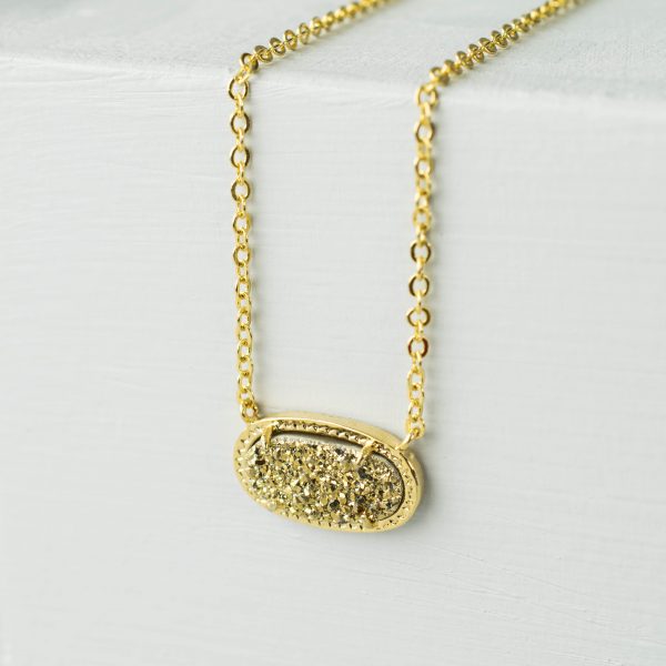 Oval Druzy Quartz Necklace-evy designs