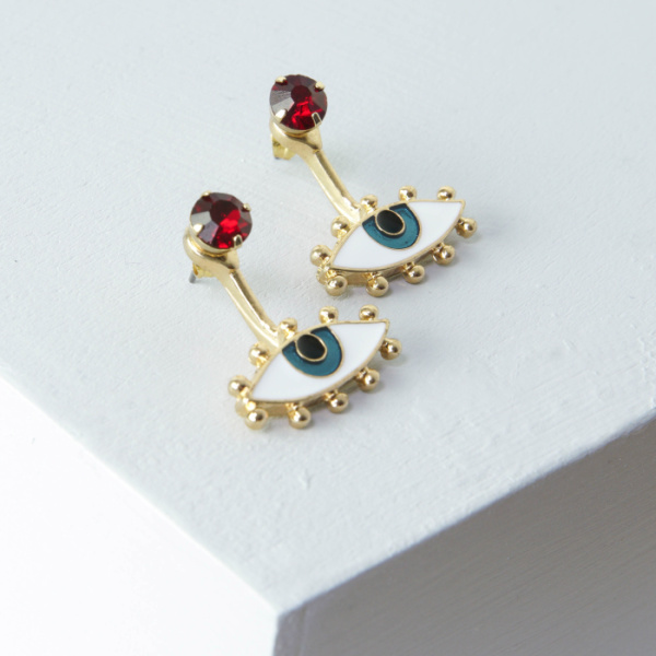 Evil Eye Talisman Ear Jacket Earrings