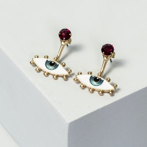 Evil Eye Talisman Ear Jacket Earrings