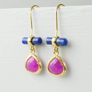 Lapis and Fuchsia Jade Drop Earrings - www.evy-designs.com.jpg