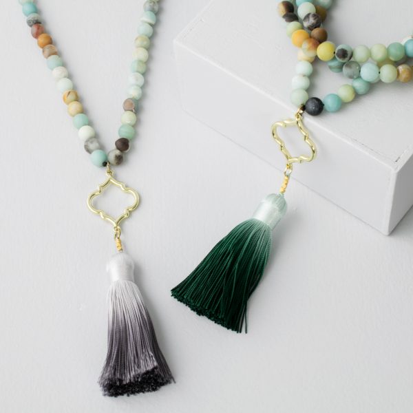 Amazonite Tassel Necklace-evy designs