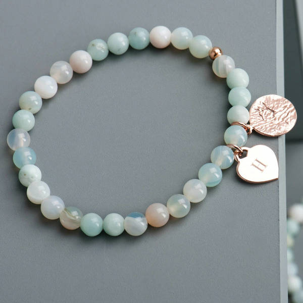 Rose Gold Personalised Agate Beaded Bracelet - www.evy-designs.com