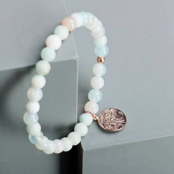 Rose Gold Personalised Agate Beaded Bracelet - www.evy-designs.com