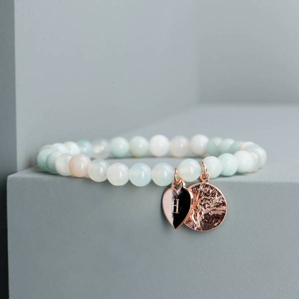 Rose Gold Personalised Agate Beaded Bracelet - www.evy-designs.com