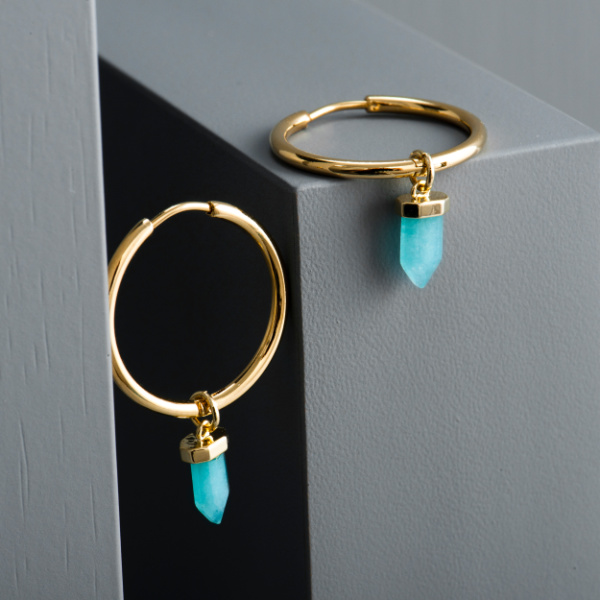 Amazonite Drop Hoop Earrings www.evy-designs.com