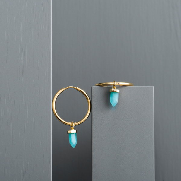 Amazonite Drop Hoop Earrings www.evy-designs.com