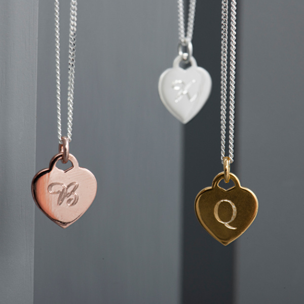 Personalised Sterling Silver Heart Charm Necklace-evy designs