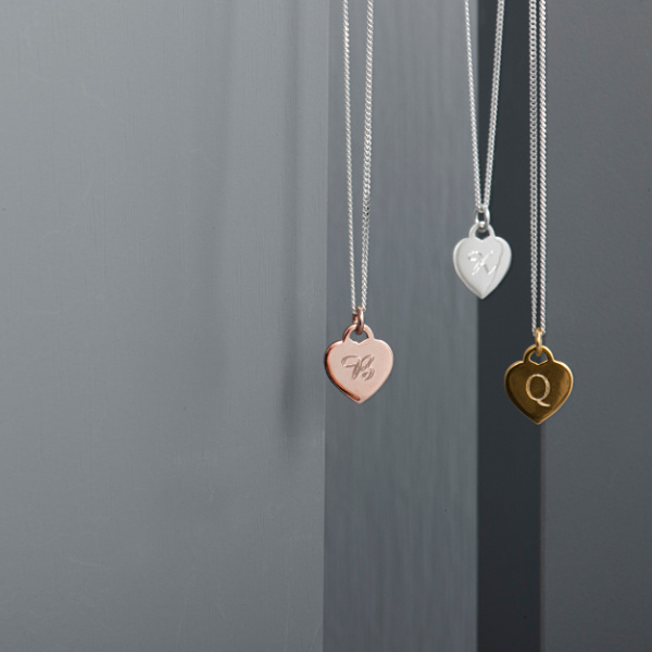 Personalised Sterling Silver Heart Charm Necklace-evy designs