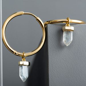 Rock Crystal Drop Hoop Earrings - www.evy-desgins.com