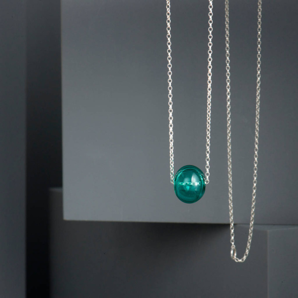 Sterling Silver Glass Sphere Necklace-evy designs
