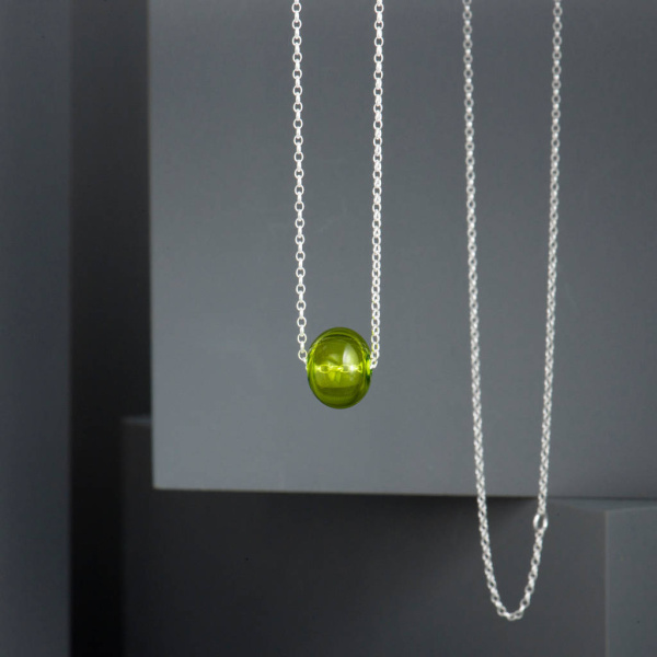 Sterling Silver Glass Sphere Necklace-evy designs