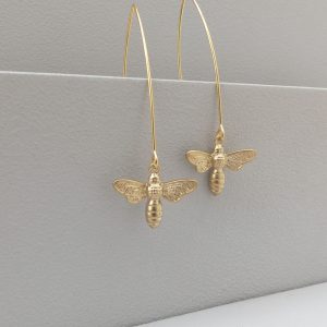 Gold Bee Earrings - www.evy-designs.com