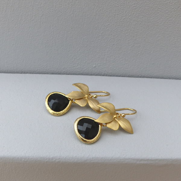 Black Orchid Drop Earrings - www.evy-designs.com