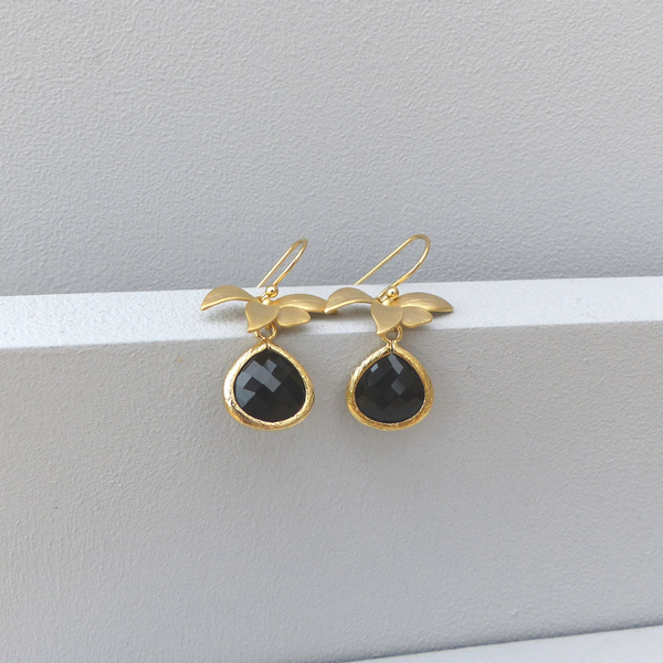 Black Orchid Drop Earrings - www.evy-designs.com