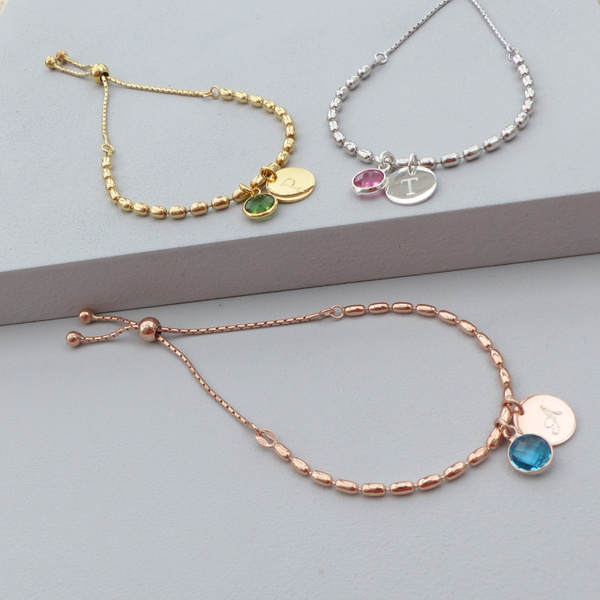 Rose Gold Personalised Birthstone Bracelet - www.evy-designs.com