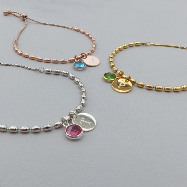 Sterling Silver Personalised Birthstone Bracelet - www.evy-designs.com